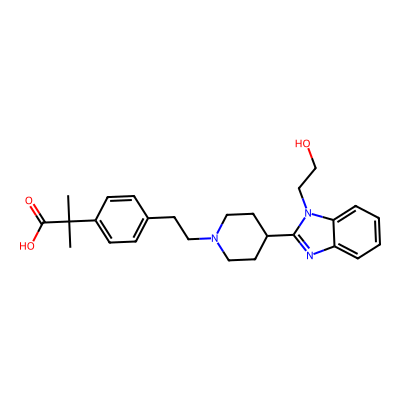 Chemical structure of Bilastine des ethyl impurity