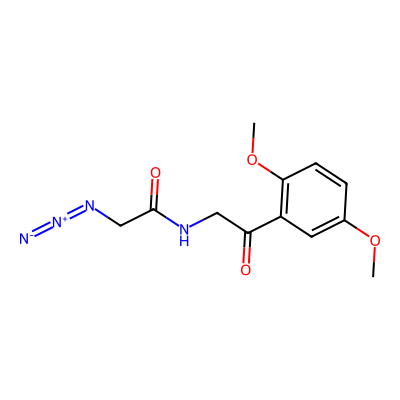 Chemical structure of 2-azido-N-(2-(2,5-dimethoxyphenyl)-2-oxoethyl)acetamide