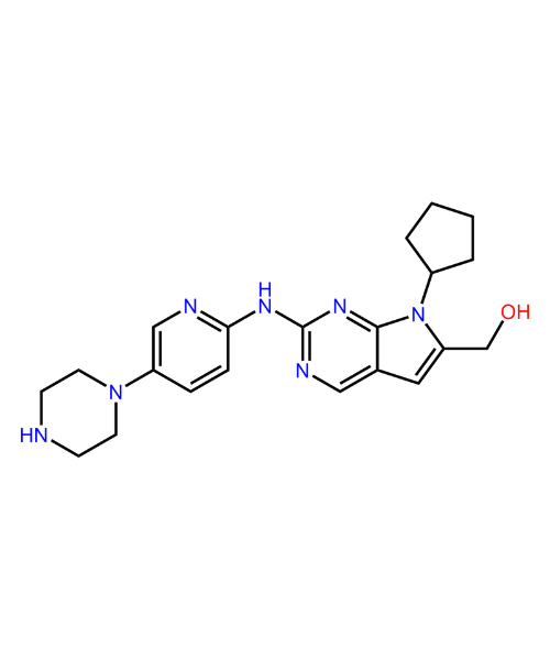 Chemical structure of (7-Cyclopentyl-2-((5-(piperazin-1-yl)pyridin-2-yl)amino)-7H-pyrrolo[2,3-d]pyrimidin-6-yl)methanol