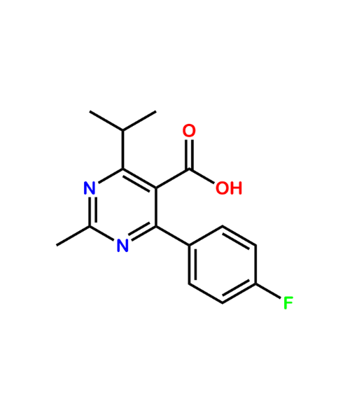 Chemical structure of 4-(4-fluorophenyl)-6-isopropyl-2-methylpyrimidine-5-carboxylic acid