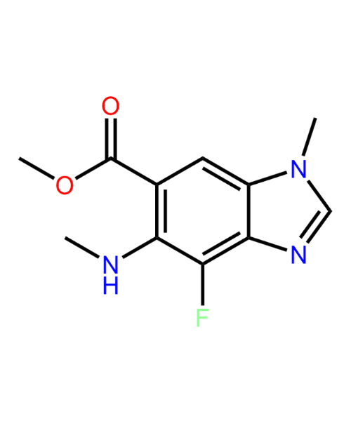 Chemical structure of Methyl 4-fluoro-1-methyl-5-(methylamino)-1H-benzo[d]imidazole-6-carboxylate