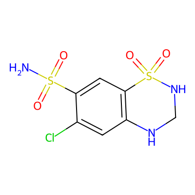 Chemical structure of Hydrochlorothiazide
